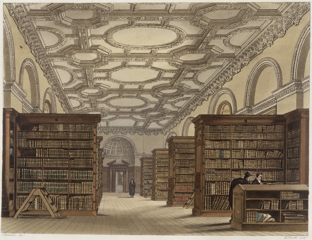Interiør av Public Library, Cambridge, fra 