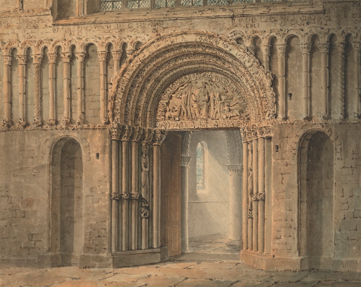 The West Door, Rochester Cathedral, Kent av Frederick Mackenzie