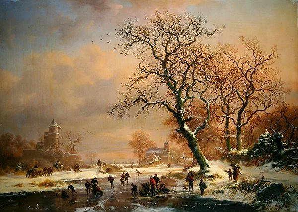 Frosset vinterlandskap med skatere av Frederick Marianus Kruseman