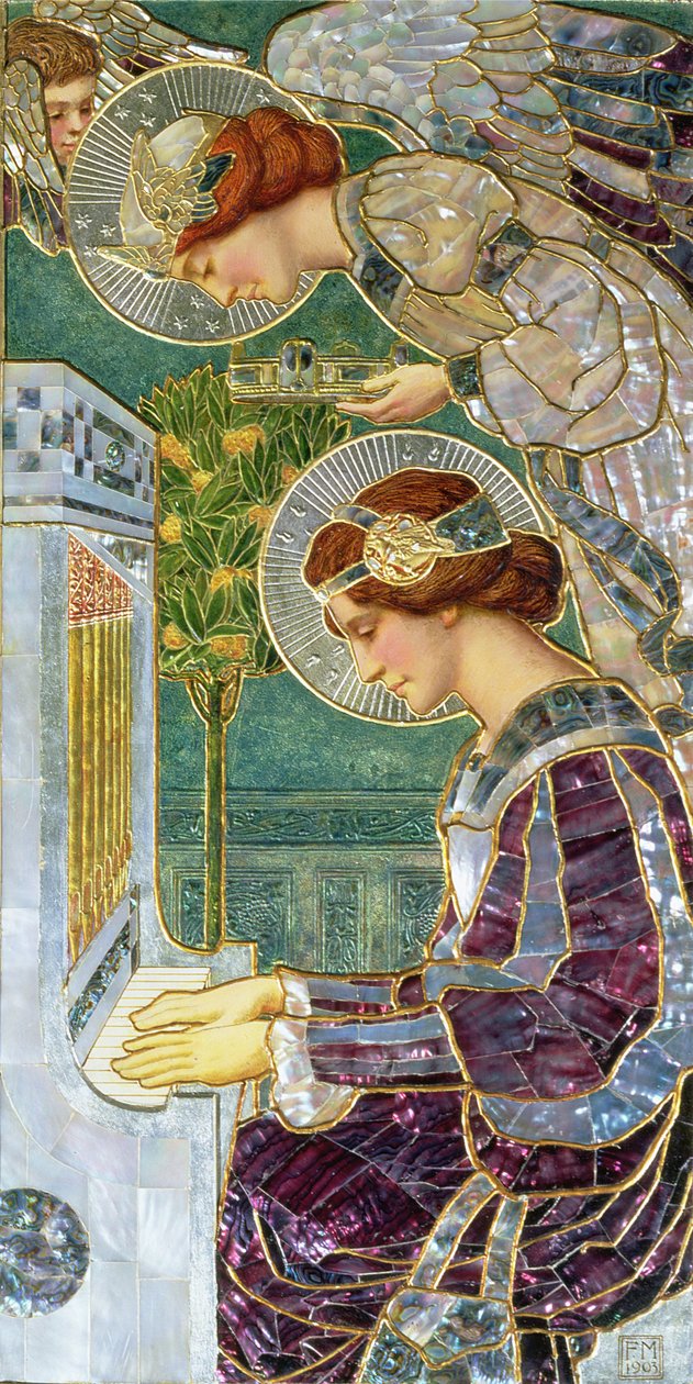 St. Cecilia, 1903 (malt relieff, perlemor) av Frederick Marriott