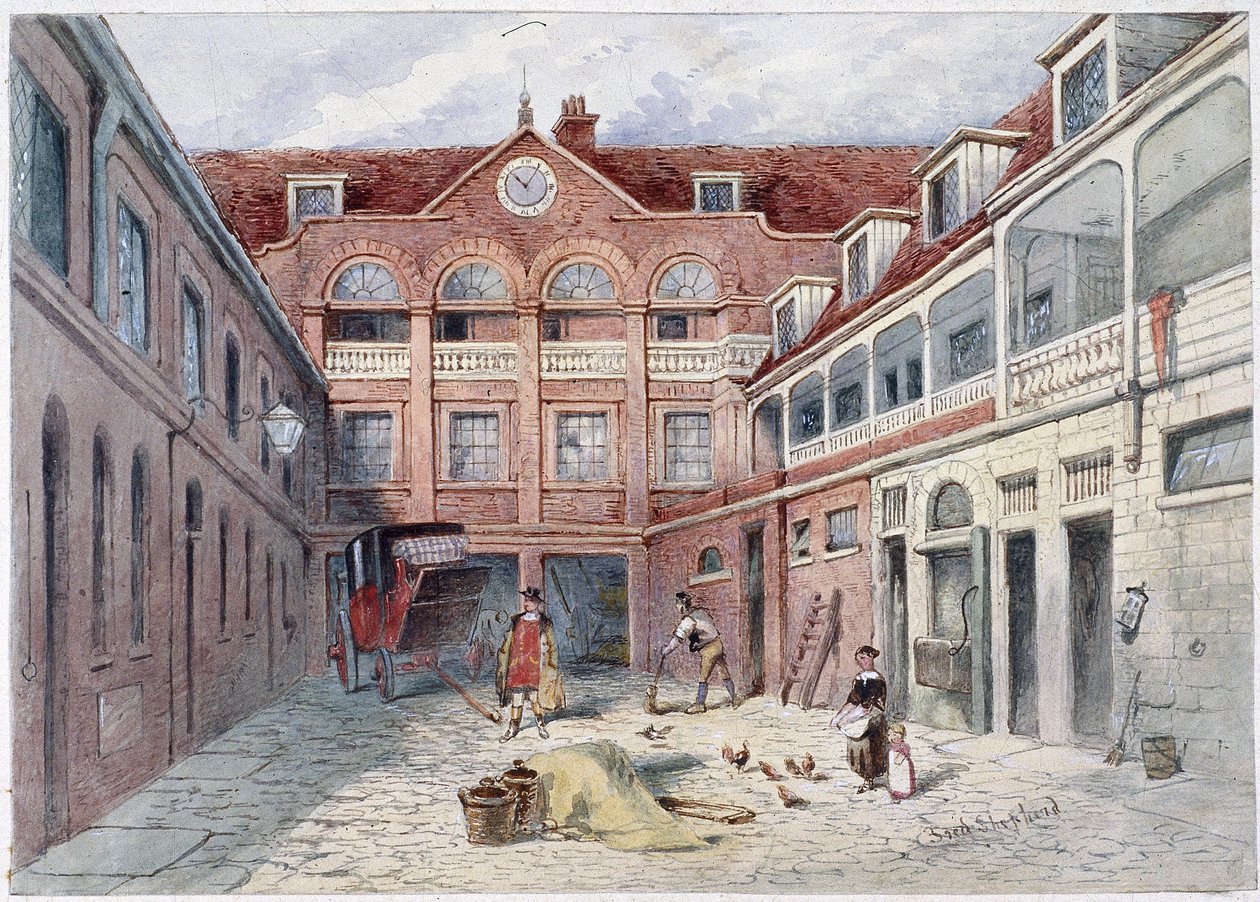 The Blue Boar Inn, Holborn, London, c1840 av Frederick Napoleon Shepherd