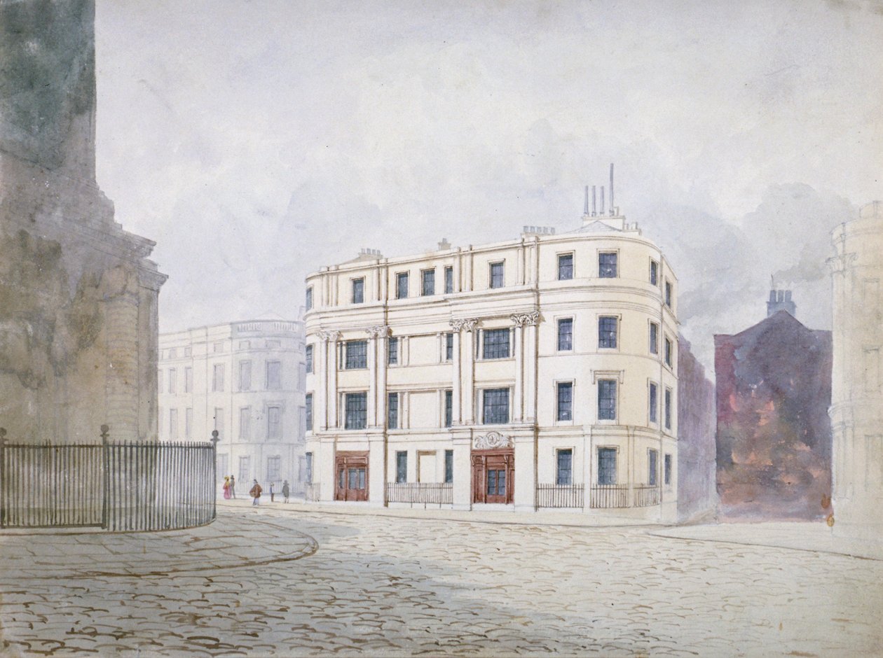 Utsikt mot sør ved vestenden av King William Street, City of London, 1850 av Frederick Napoleon Shepherd