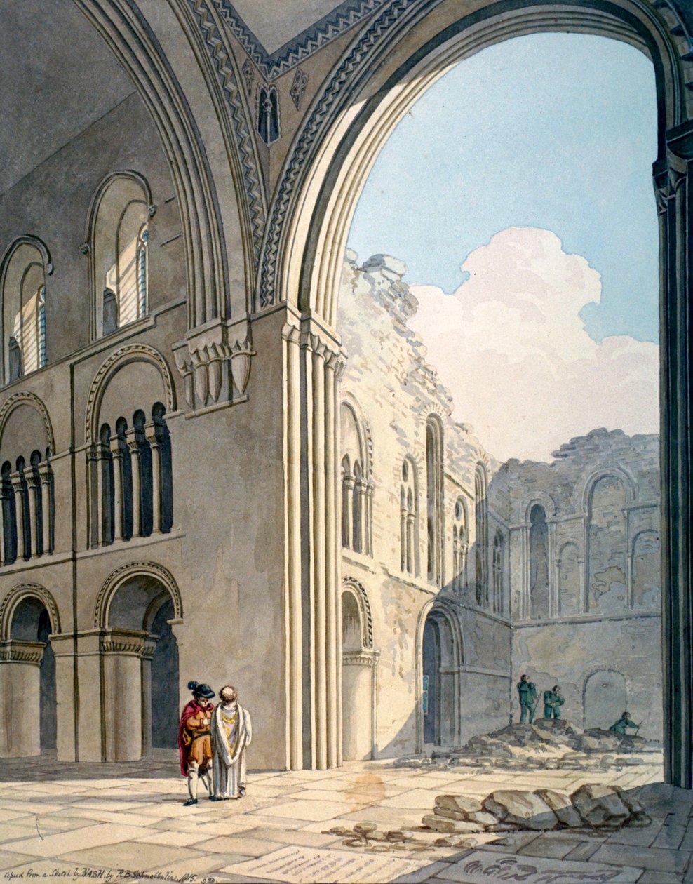 Kor fra Church of St Bartholomew-the-Great under reparasjoner, Smithfield, City of London, 1815 av Frederick Nash