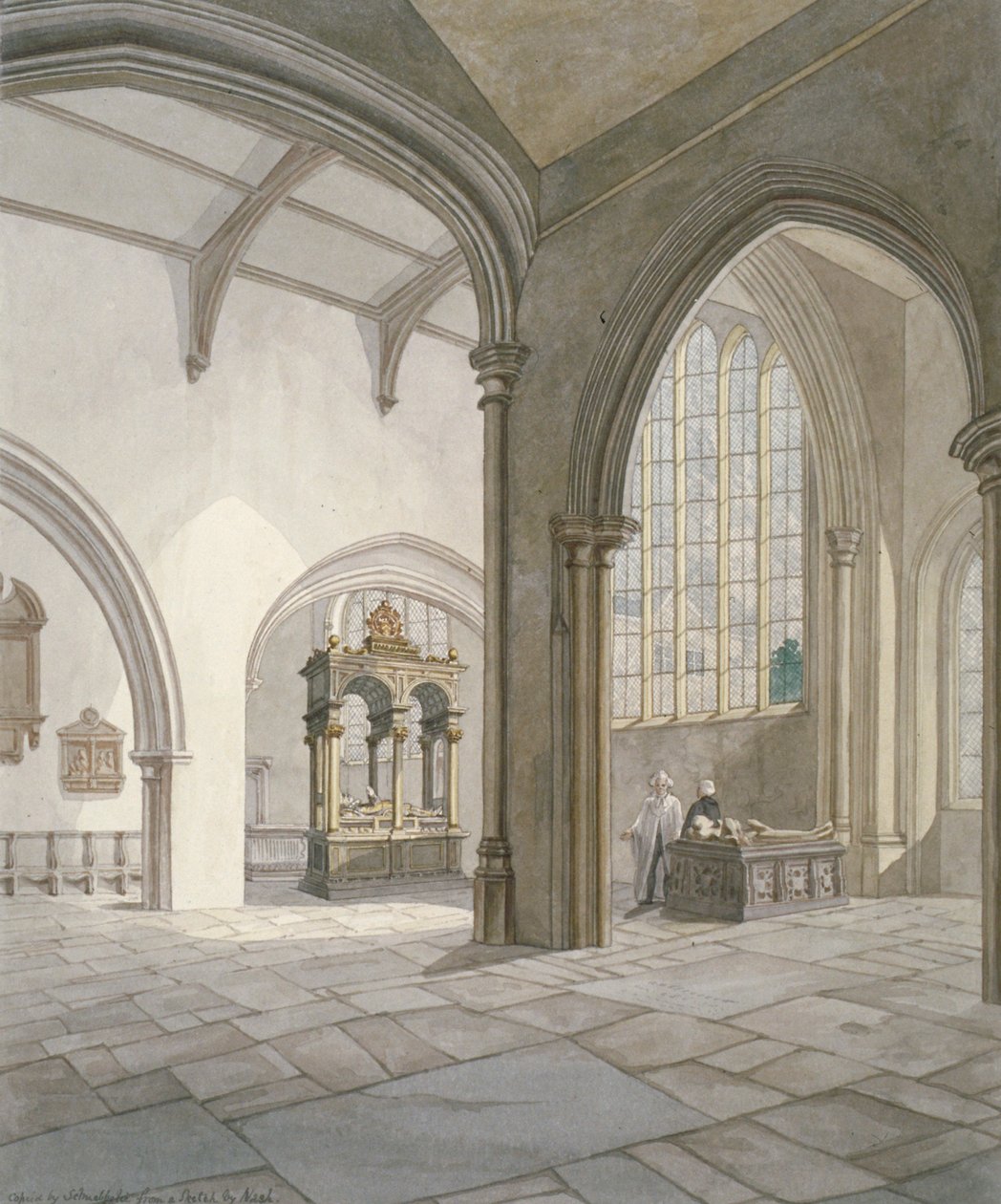 Innvendig sør-vest utsikt over Church of St Helen, Bishopsgate, City of London, 1820 av Frederick Nash