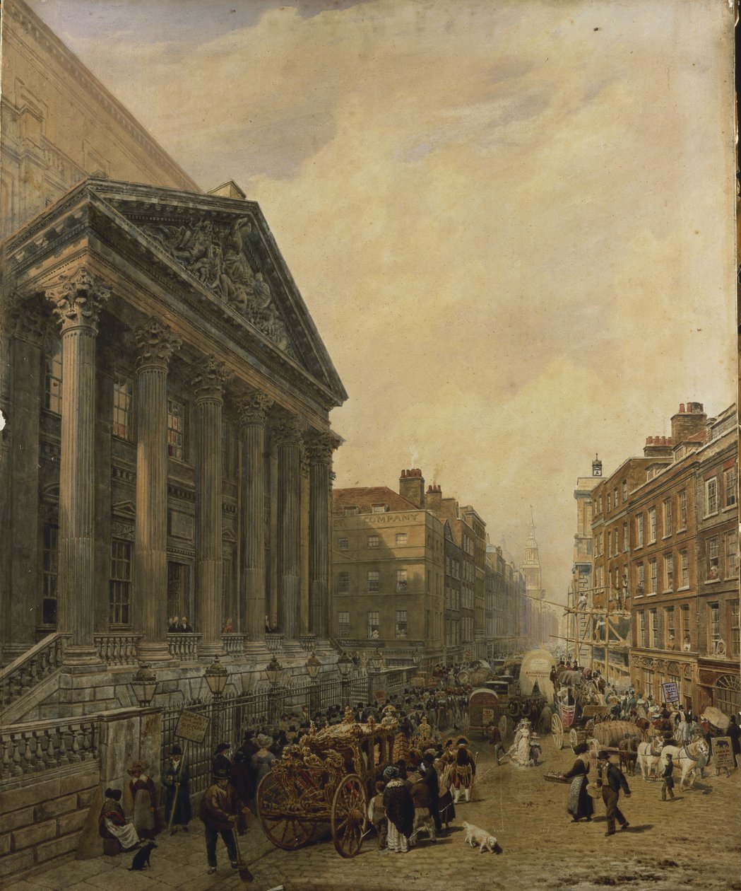 The Mansion House fra fjørfe ser ned billigside mot St. Mary-Le-Bow av Frederick Nash