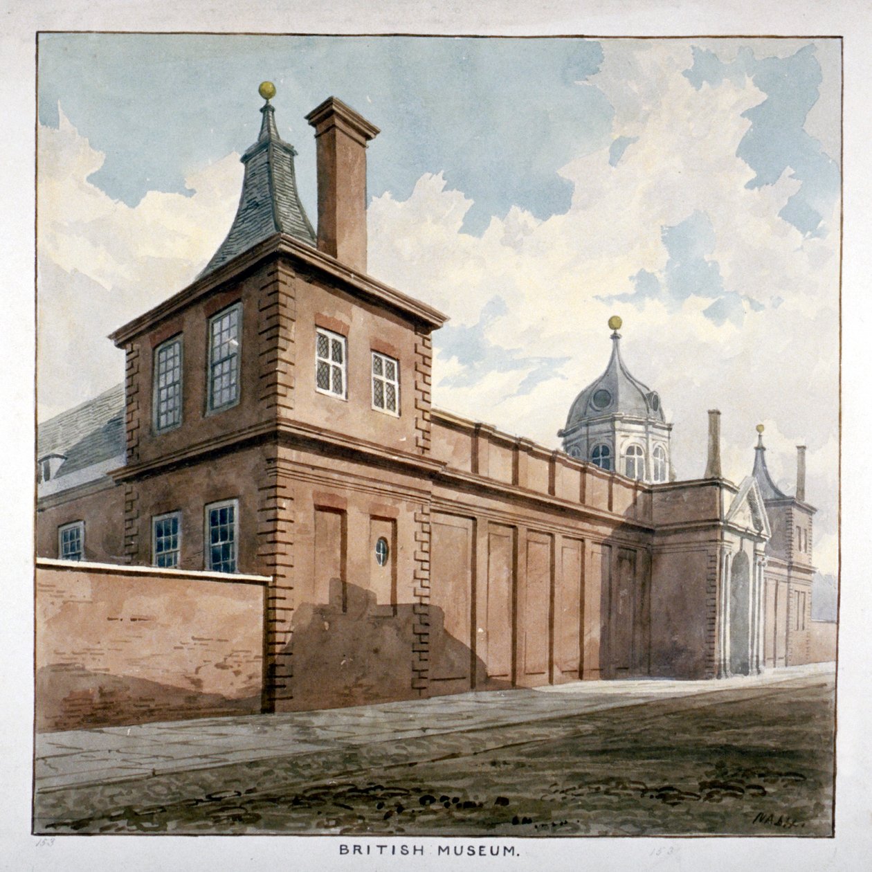 Utsikt over British Museum, Bloomsbury, London, c1807 av Frederick Nash