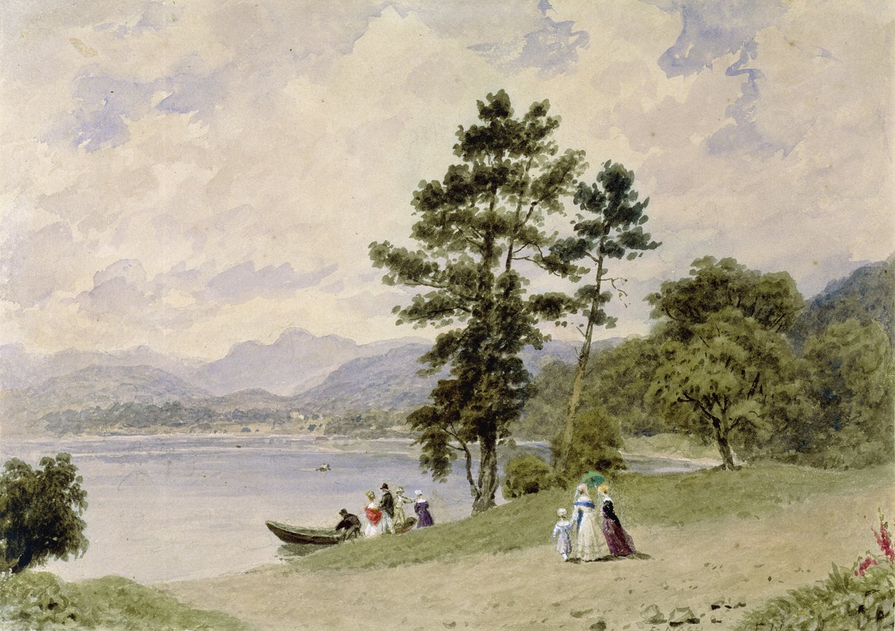 Windermere, fra Low Wood (wc på papir) av Frederick Nash