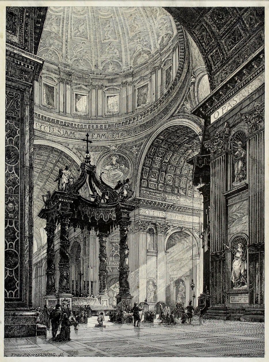Peterskirken, Roma, Italia, interiørutsikt, 1878. av Frederick P Dinkelberg