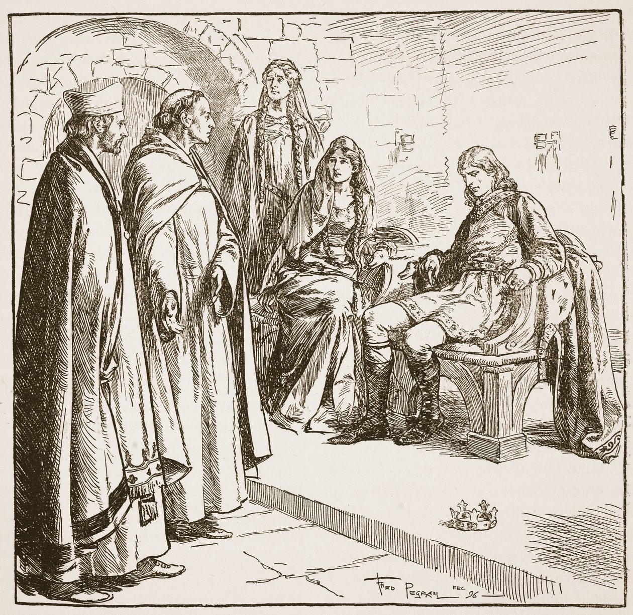 Dunstan, Edwy og Elgiva, illustrasjon fra 