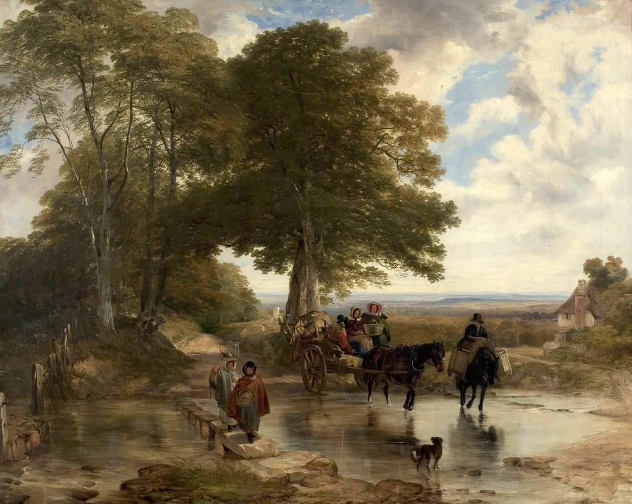 Market Cart at a Brook, 1845 av Frederick Richard Lee