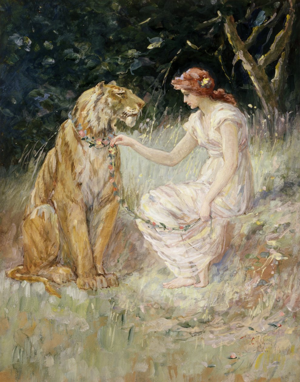 Lady and the Tiger, 1900. av Frederick Stuart Church
