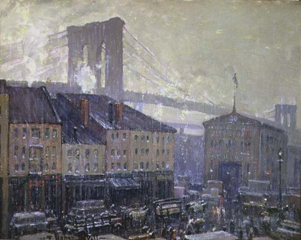 East River, New York, Winter (olje på lerret) av Frederick Usher de Voll
