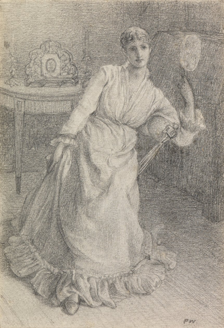 Frøken Maria Ansdell (blyant på papir lagt ned på kort) av Frederick Walker