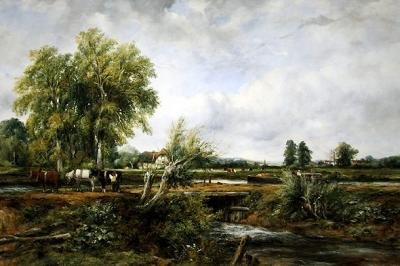 Låseport nær en landsby (olje på lerret) av Frederick Waters Watts
