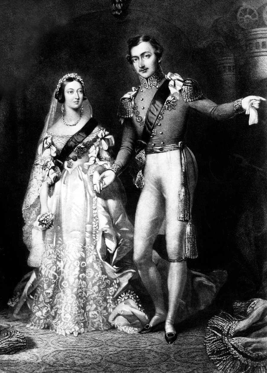 Dronning Victoria og prins Albert når de kommer tilbake fra ekteskapstjenesten i St James
