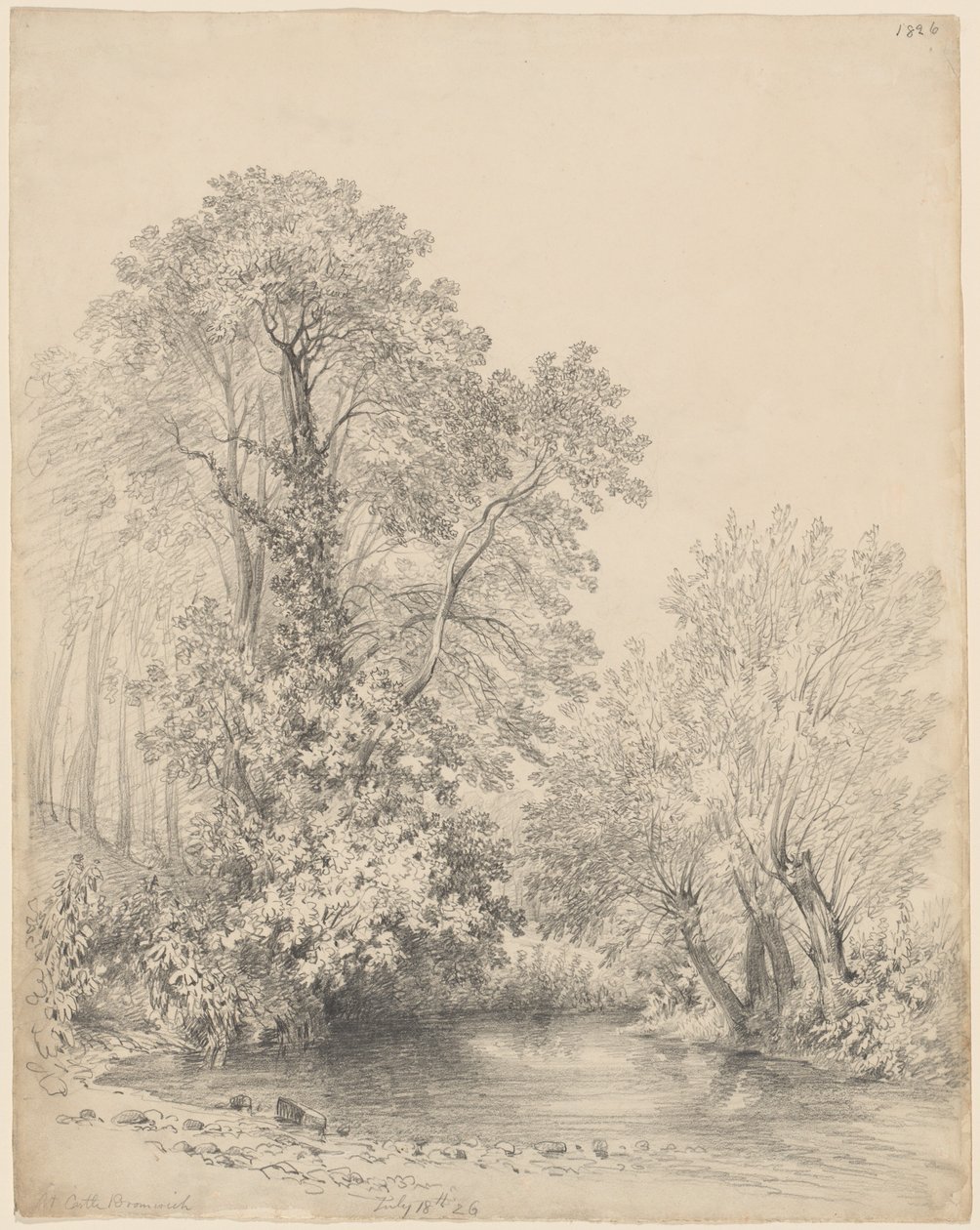 Trær ved elven på Castle Bromwich av Frederick William Watts