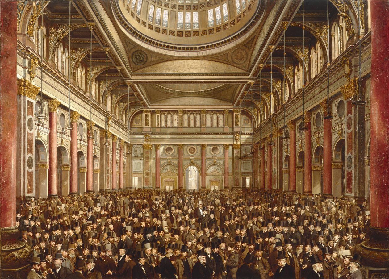 Interiøret i Manchester Exchange av Frederick and Saunders H.L. (19th Century) Sargent
