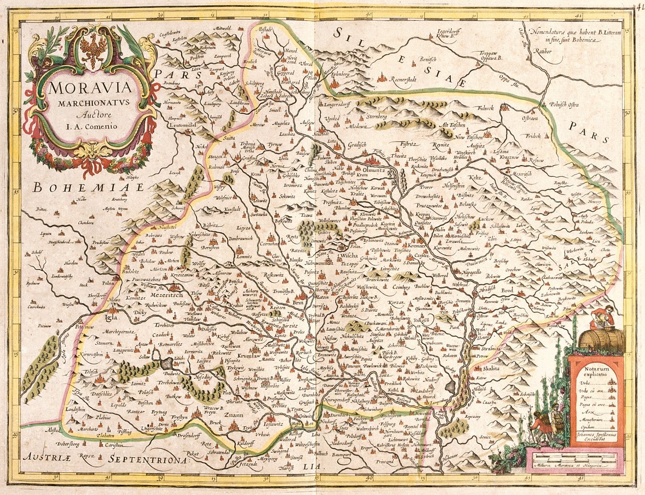 Kart over Moravia (Tsjekkia) (etch av Frederick de Wit