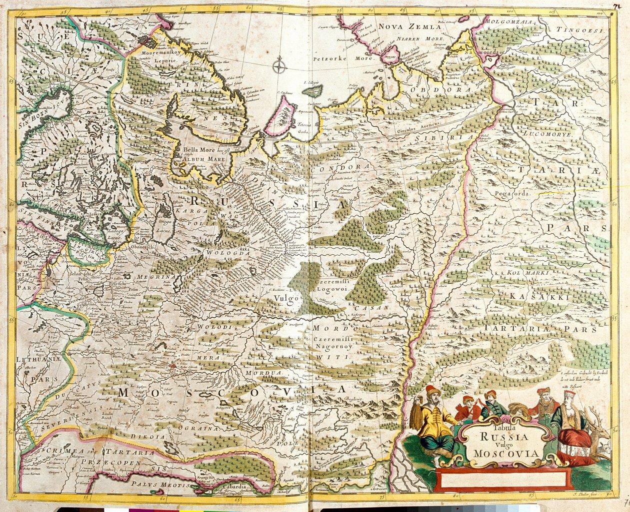 Kart over Russland, rundt Moskva by (etsing av Frederick de Wit