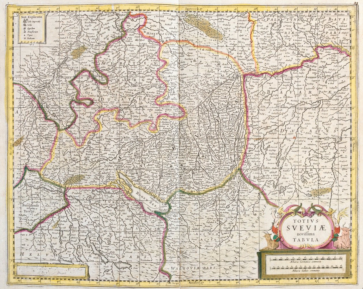Kart over Schwaben (Tyskland) (radering av Frederick de Wit