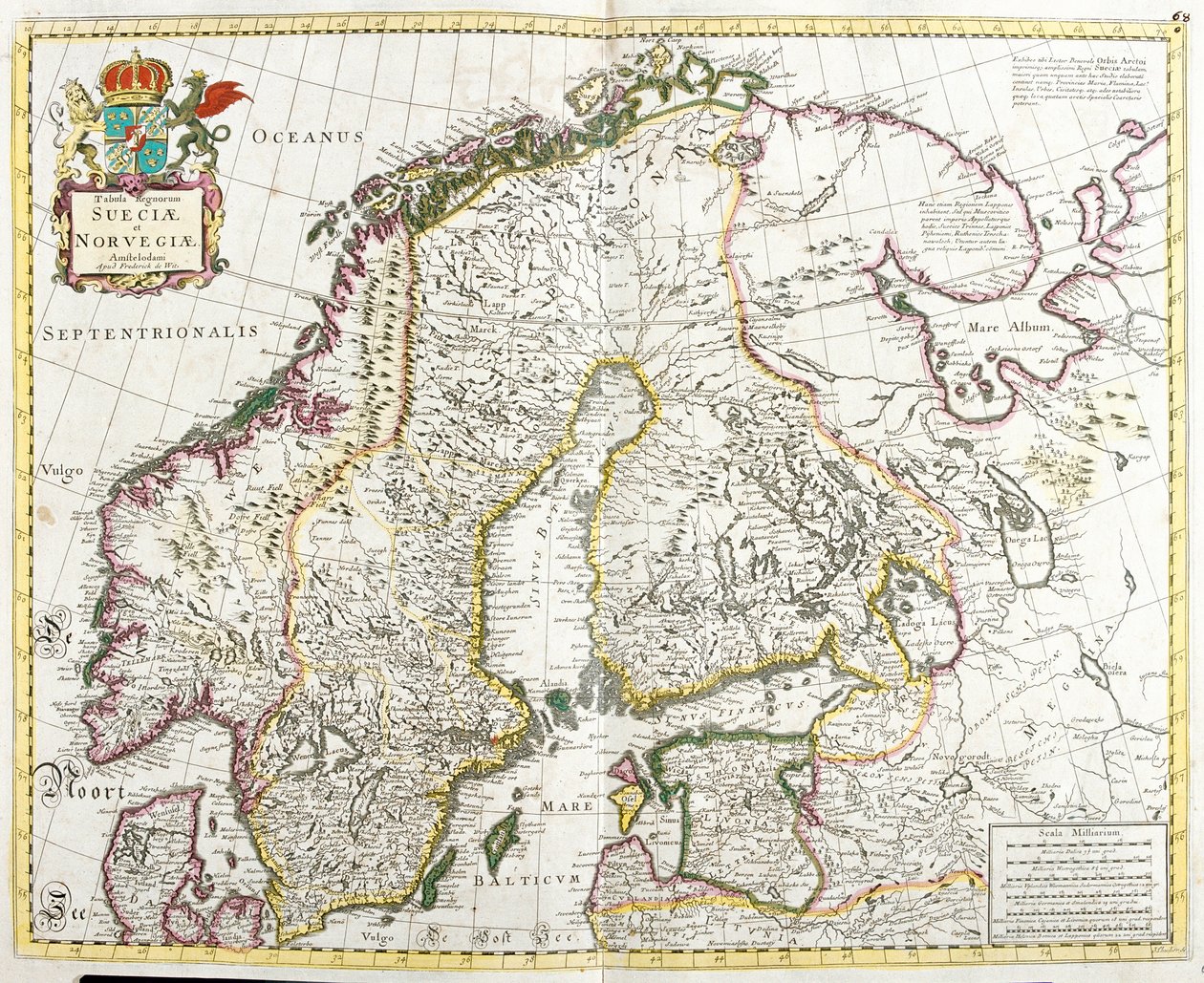 Kart over Sverige og Norge (radering av Frederick de Wit