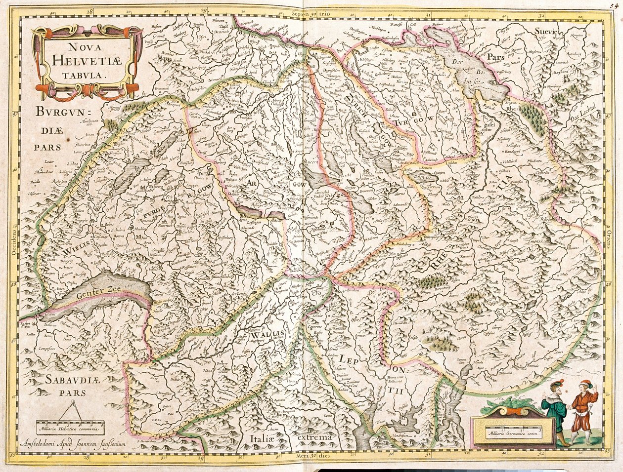 Kart over Sveits (etsing av Frederick de Wit