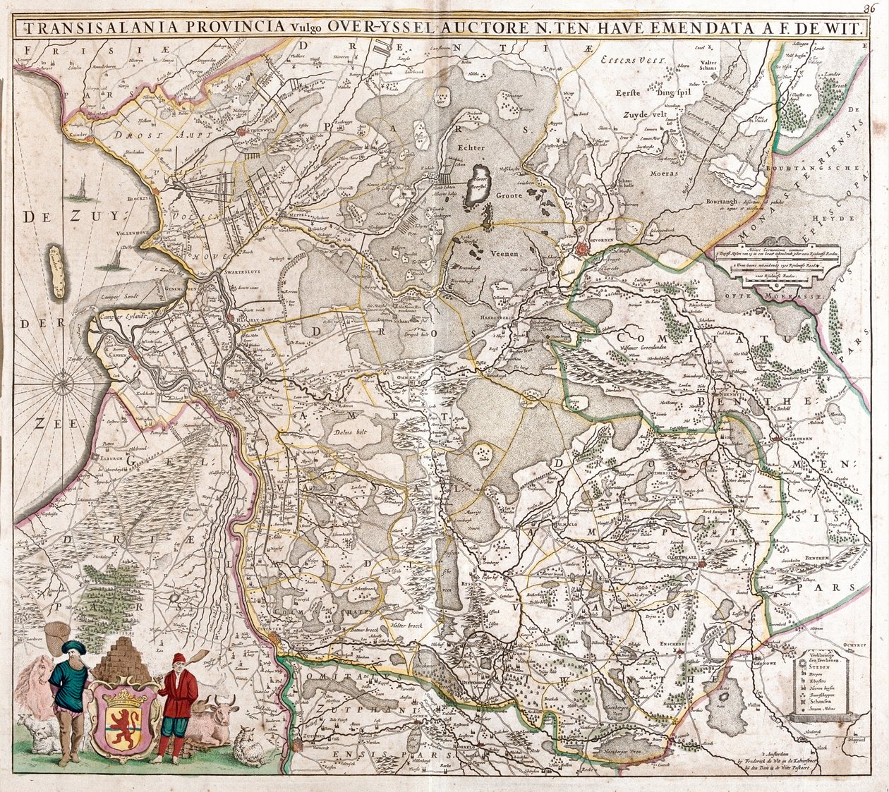 Kart over Transylvania-provinsen (Romania) (radering av Frederick de Wit