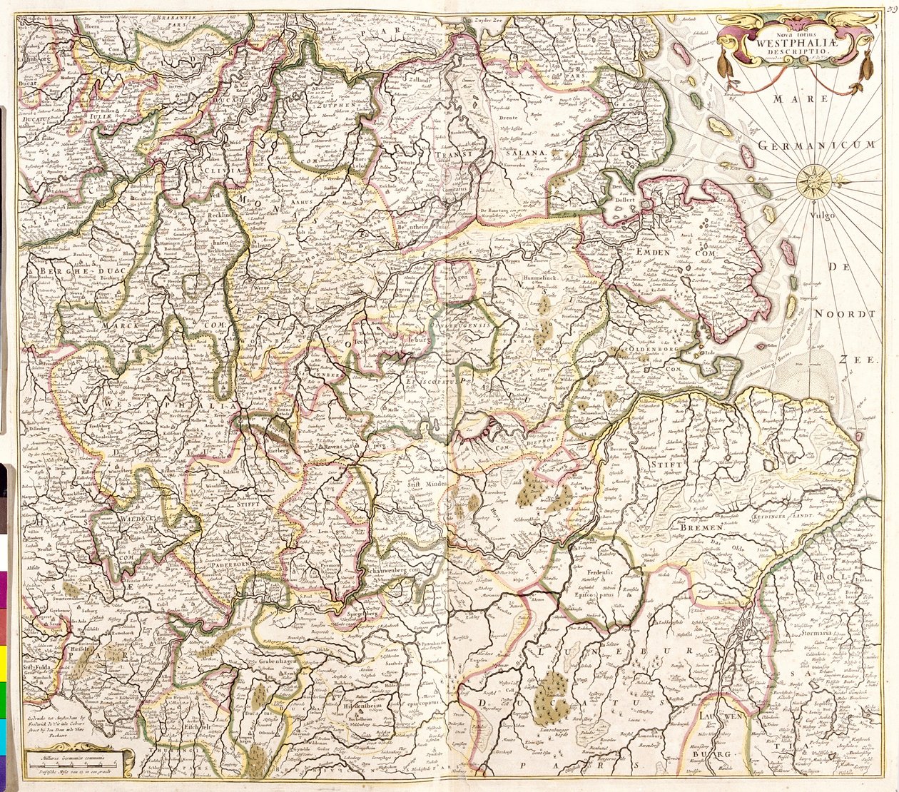 Kart over Westfalen (Tyskland) (radering av Frederick de Wit