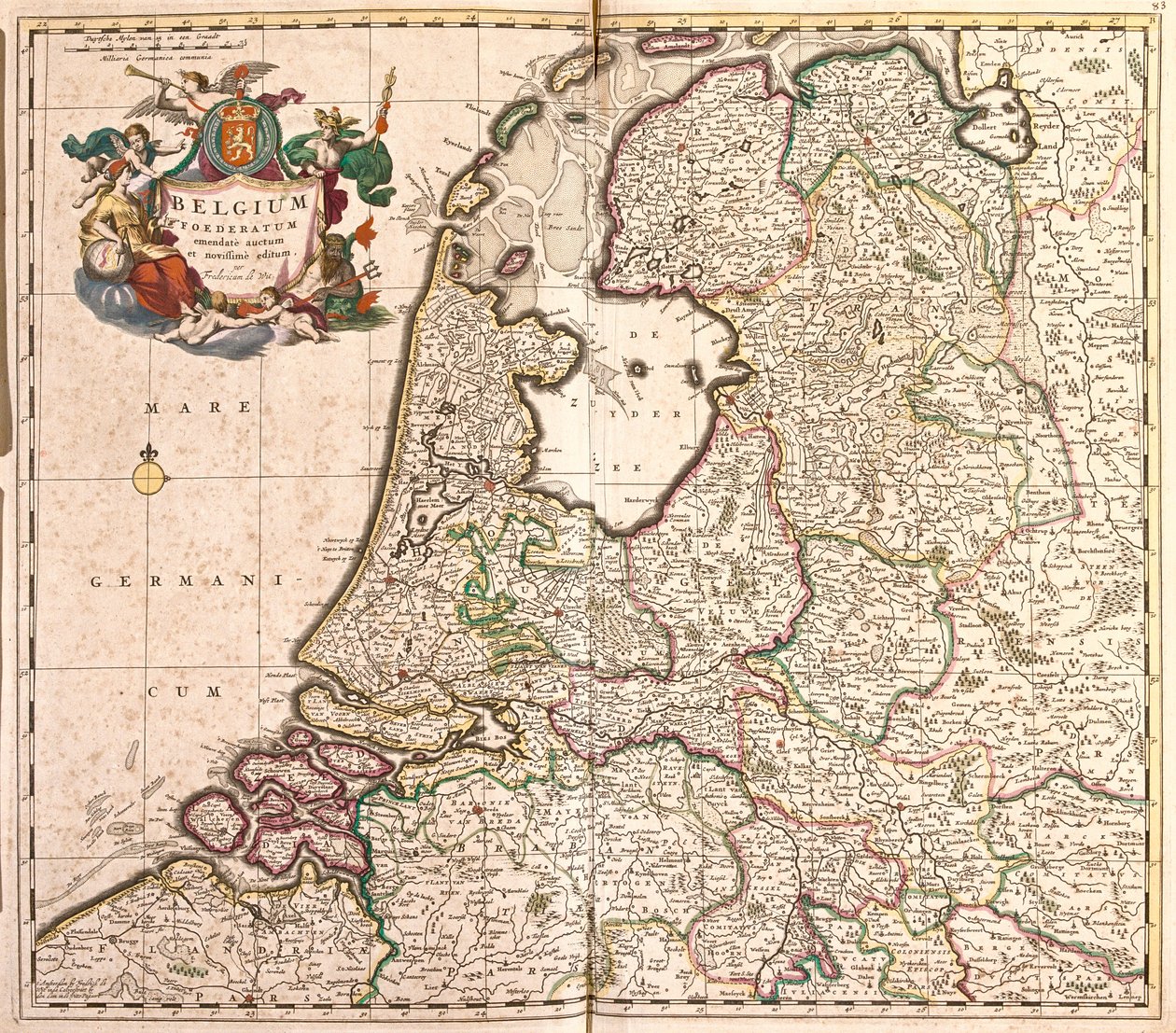 Kart over den belgiske føderasjonen (Belgia) (radering av Frederick de Wit