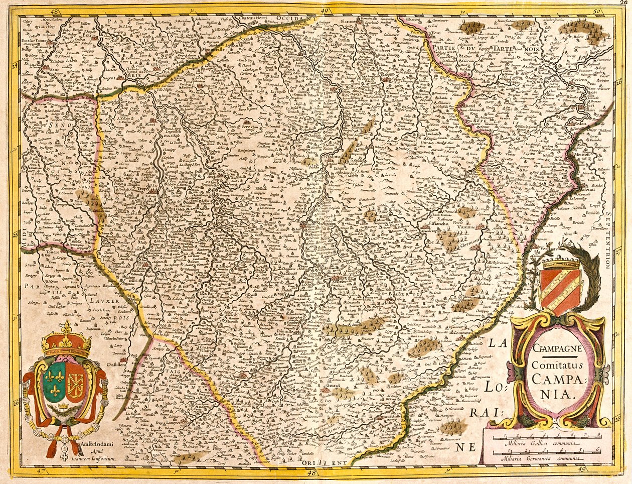 Kart over greven av Champagne (Frankrike) (radering av Frederick de Wit
