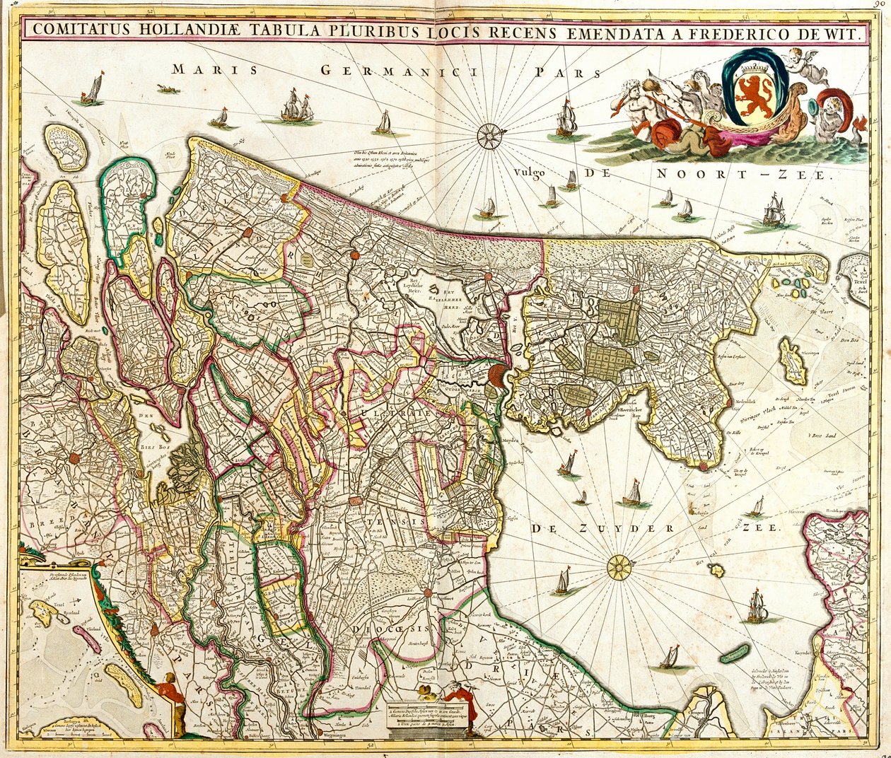 Kart over greven av Holland (Nederland) (radering av Frederick de Wit