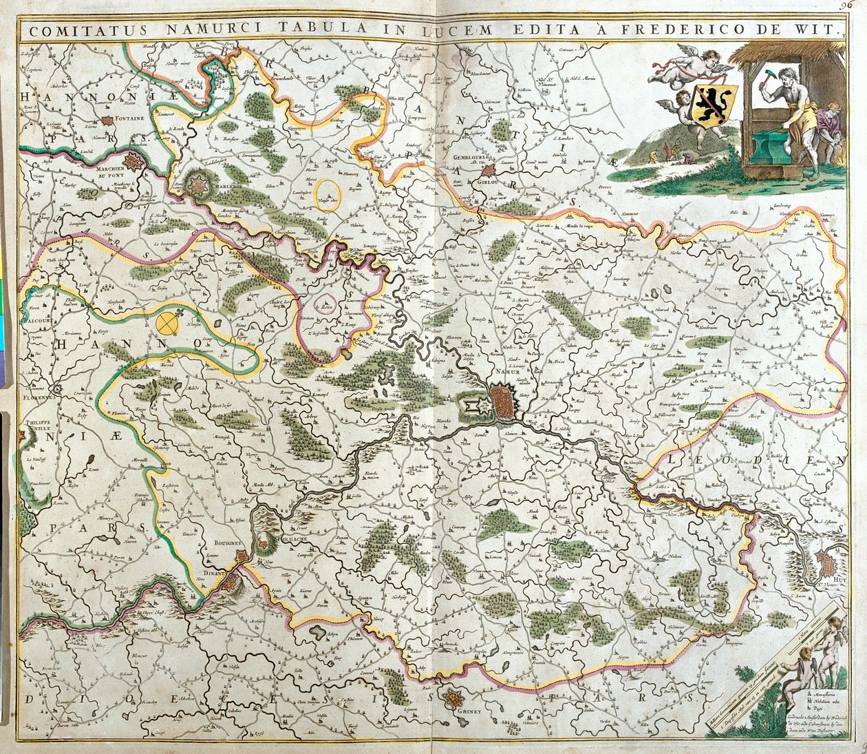 Kart over greven av Namur (Belgia) (radering av Frederick de Wit
