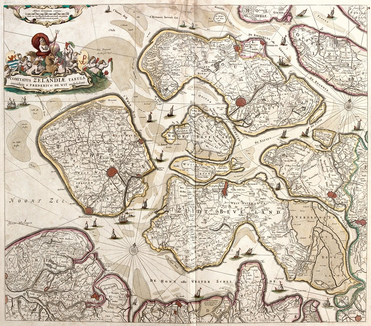 Kart over greven av Zelande (Nederland) (radering av Frederick de Wit