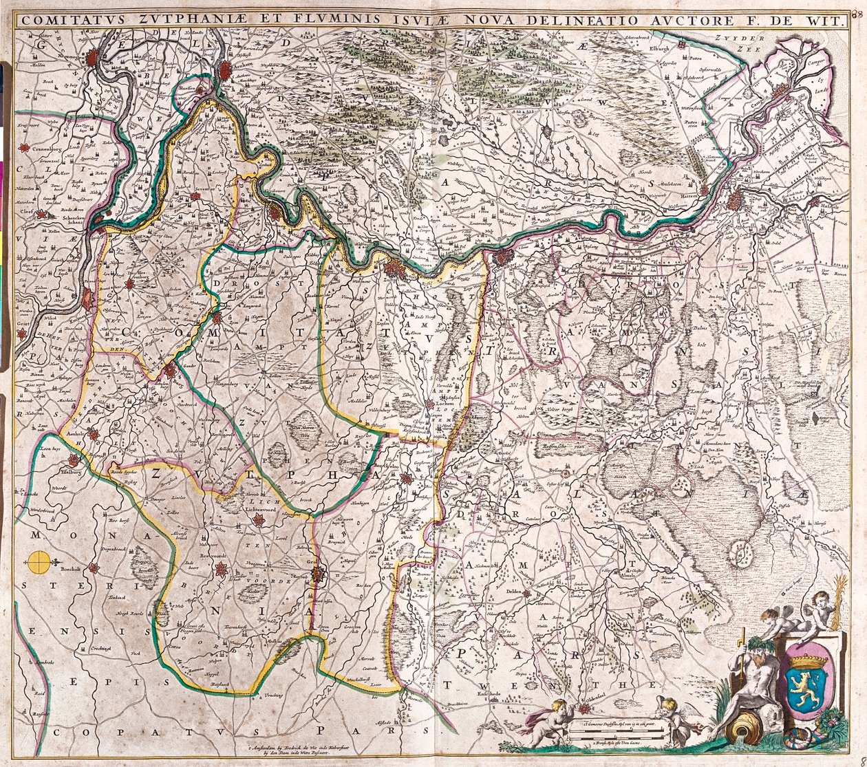 Kart over greven av Zutphen (Tyskland) (radering av Frederick de Wit
