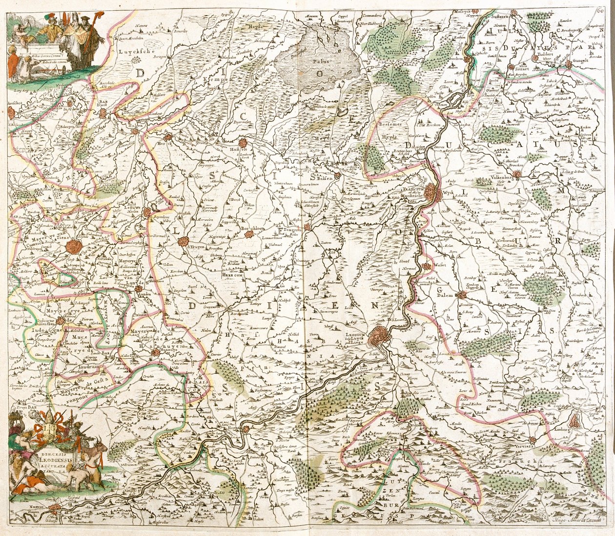 Kart over bispedømmet Liège (Belgia) (radering av Frederick de Wit