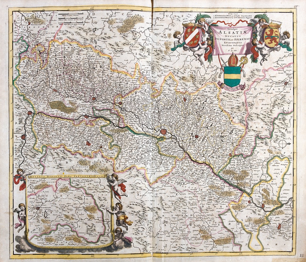 Kart over hertugen av Alsace (Frankrike) (radering av Frederick de Wit