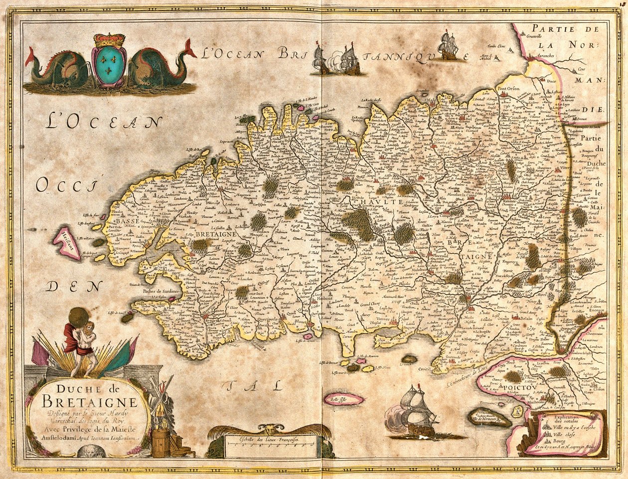 Kart over hertugen av Bretagne (Frankrike) (radering av Frederick de Wit