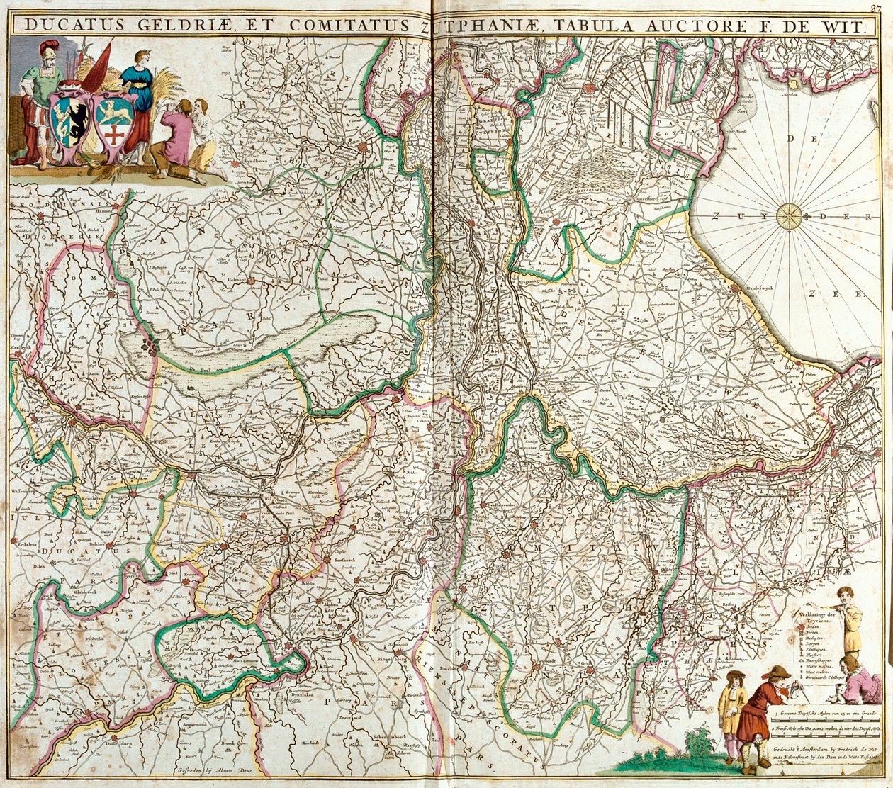 Kart over hertugen av Gelderland og greven av Zutphen (Tyskland) (radering av Frederick de Wit