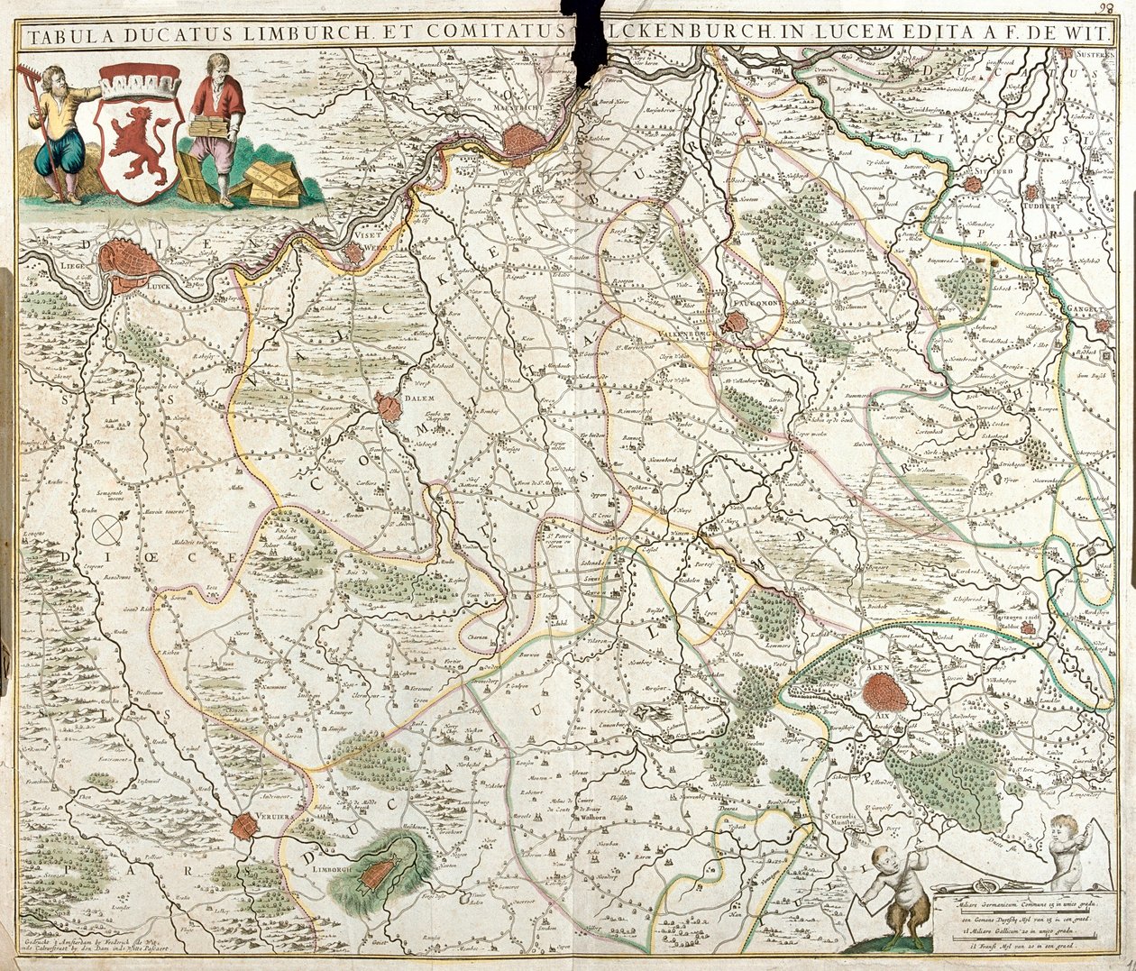 Kart over hertugdømmet Limburg (Belgia) (radering av Frederick de Wit