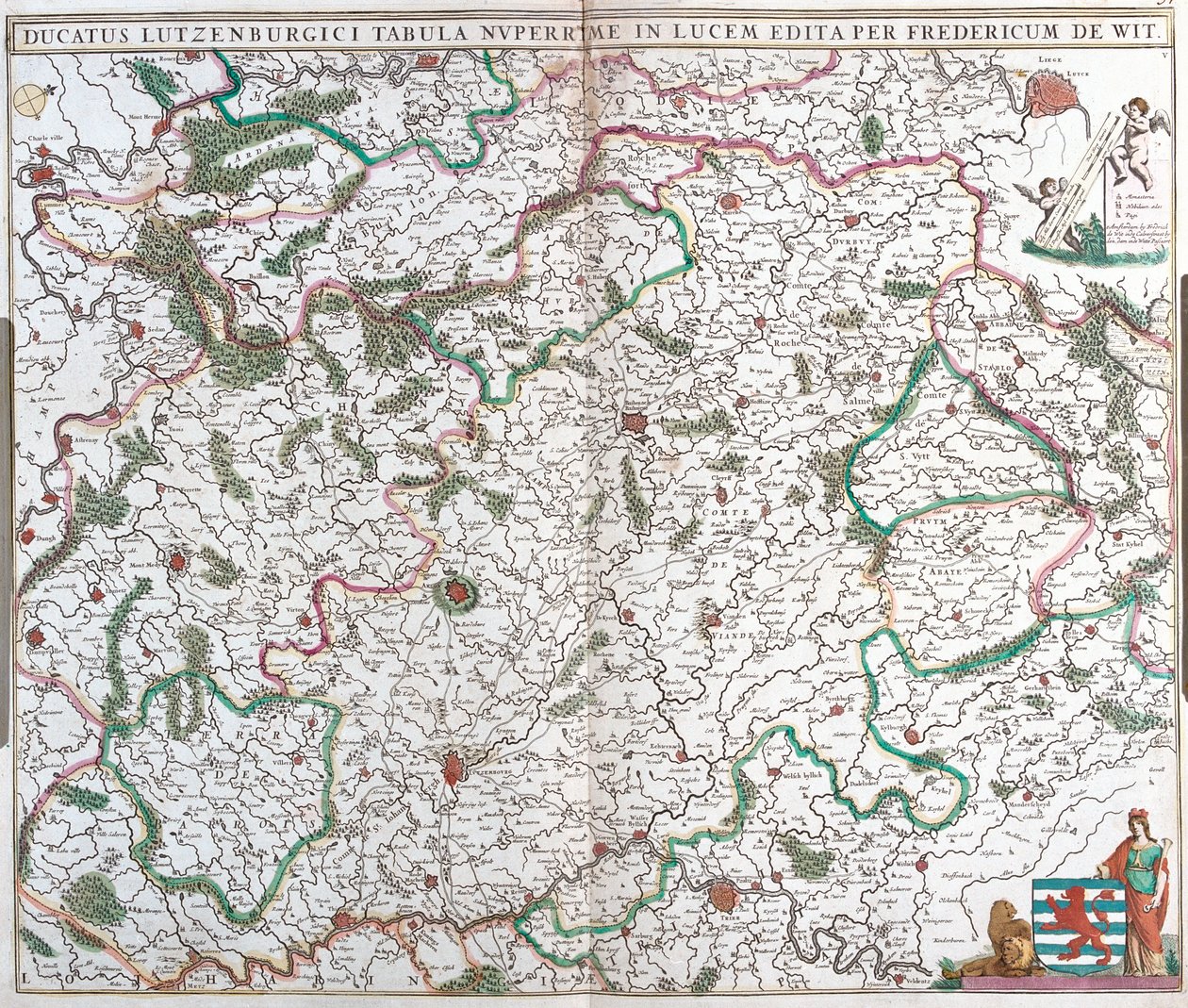 Kart over hertugdømmet Luxembourg (radering av Frederick de Wit
