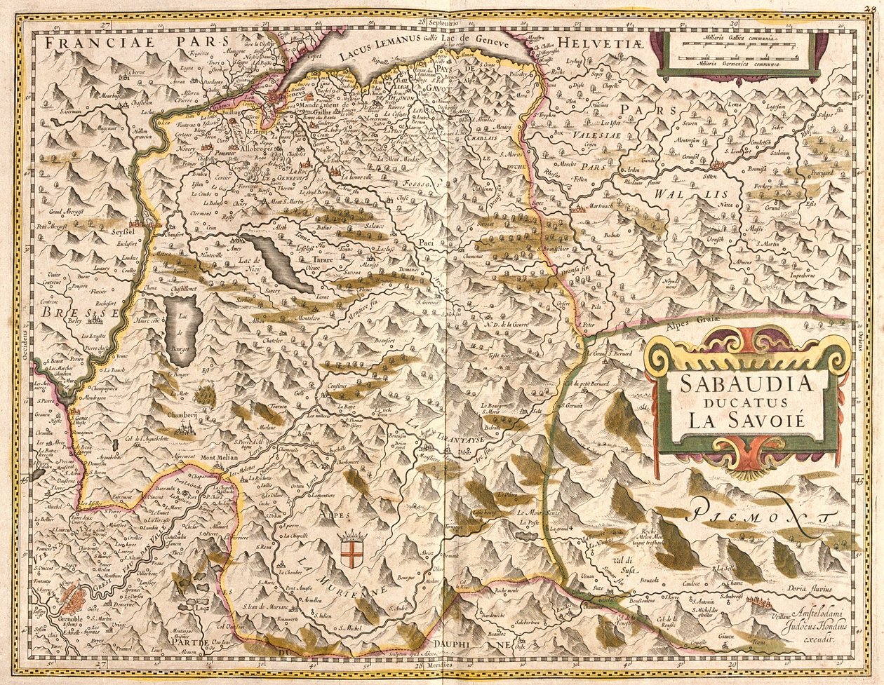 Kart over hertugdømmet Savoie (Frankrike) (radering av Frederick de Wit