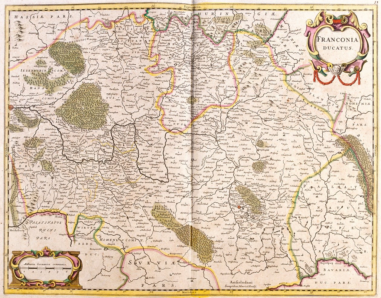 Kart over hertugen av Franken (Tyskland) (radering av Frederick de Wit