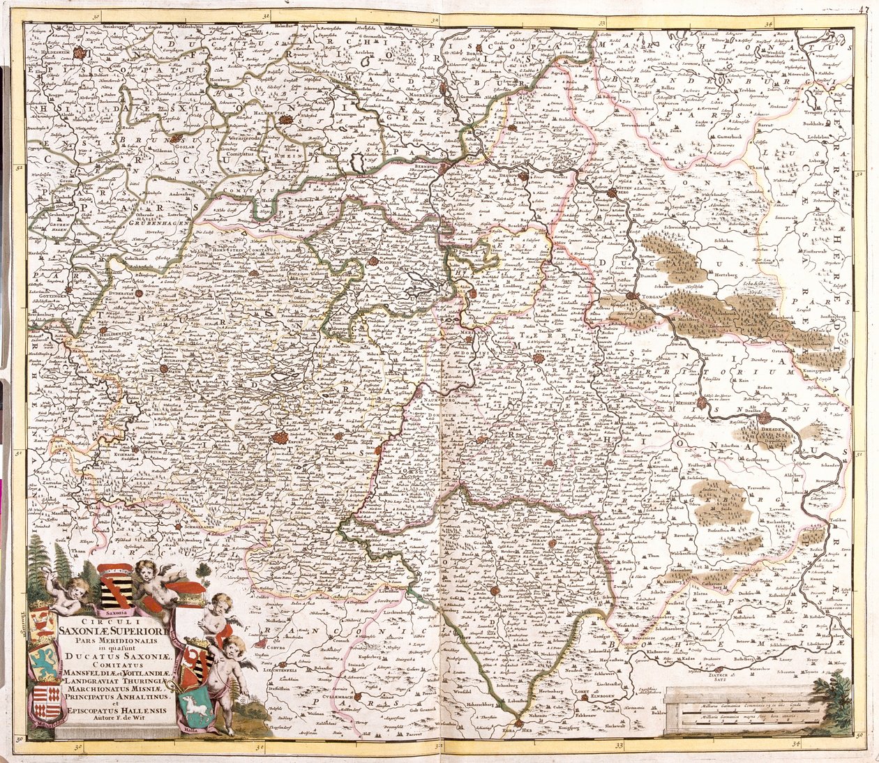Kart over hertugen av Sachsen (Tyskland) (radering av Frederick de Wit