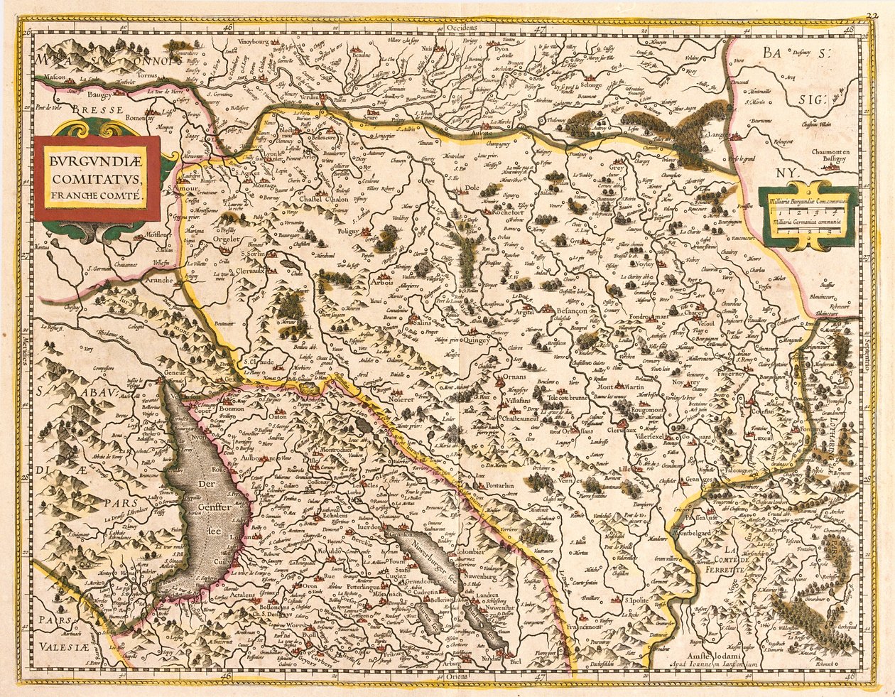 Kart over Franche Comte (Frankrike) (radering av Frederick de Wit