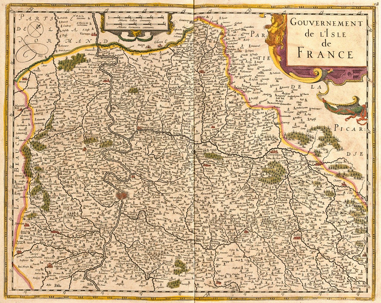Kart over Ile de France (Frankrike) (radering av Frederick de Wit