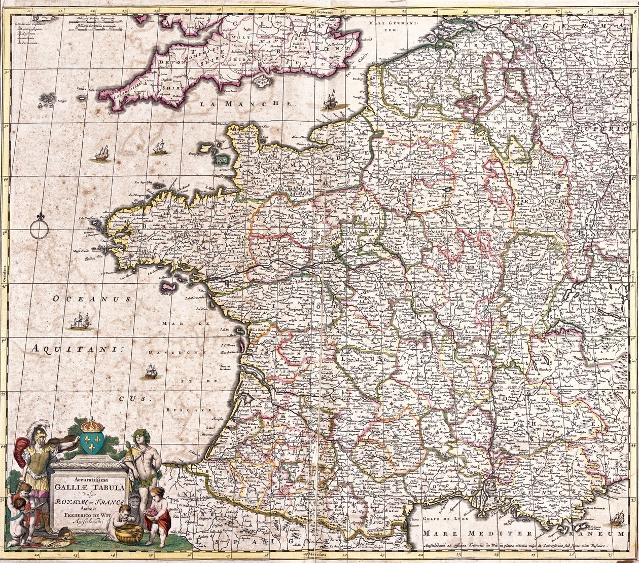 Kart over kongeriket Frankrike (radering av Frederick de Wit
