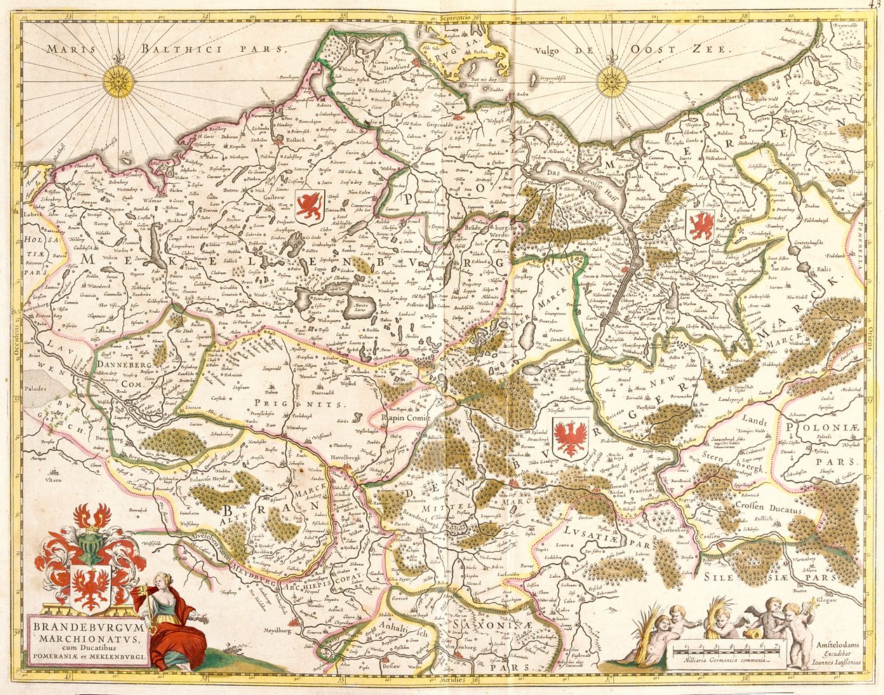 Kart over markgrevskapet i Brandenburg (Tyskland) (radering av Frederick de Wit