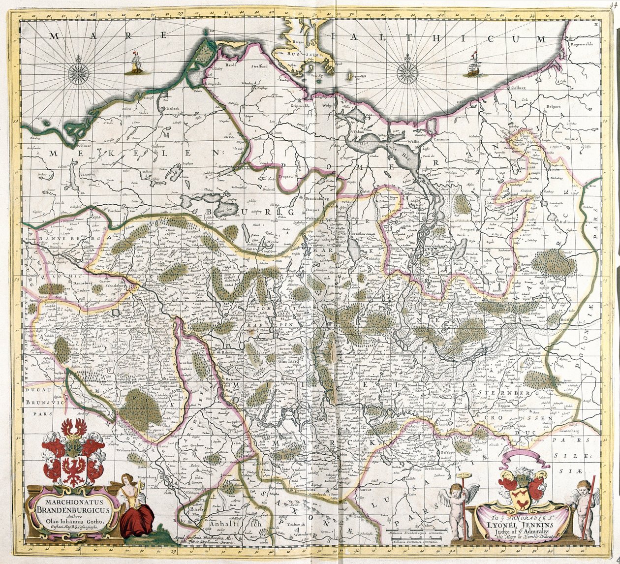 Kart over markgrevskapet i Brandenburg (Tyskland) (radering av Frederick de Wit