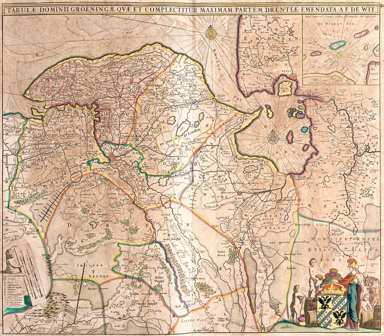 Kart over provinsen Groningen (Nederland) (radering av Frederick de Wit