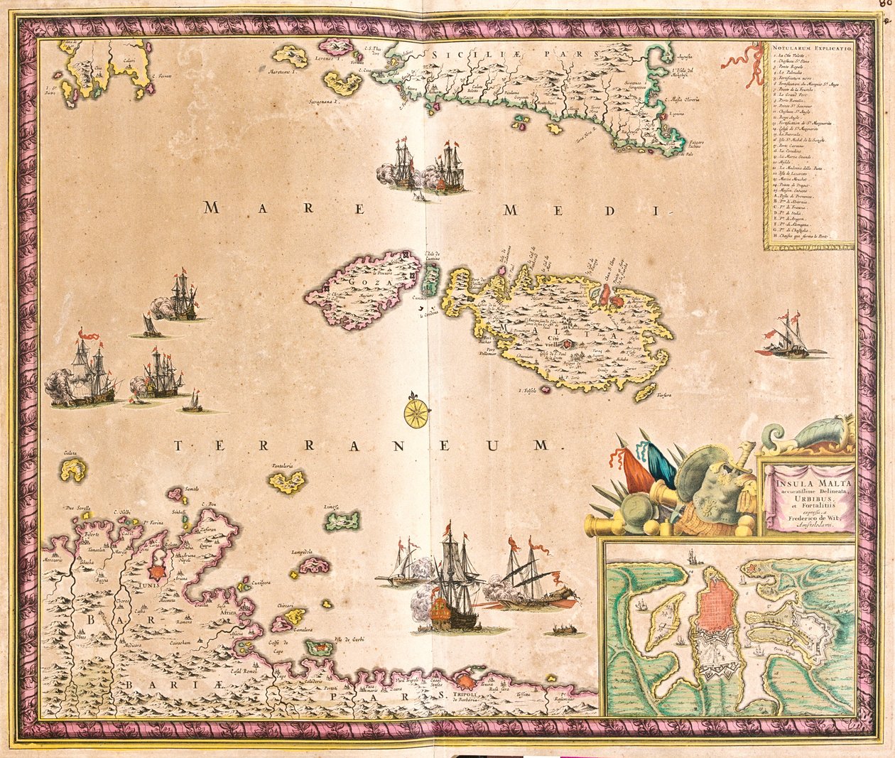 Kart over øya Malta (etsing av Frederick de Wit